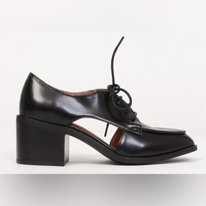 Rare Jeffrey Campbell Cut Out Lace Up Black Leather Oxfords 7.5